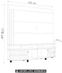 Estante Painel de TV 65 Pol 183cm Ramona Z10 Cumaru/Opala - Mpozenato