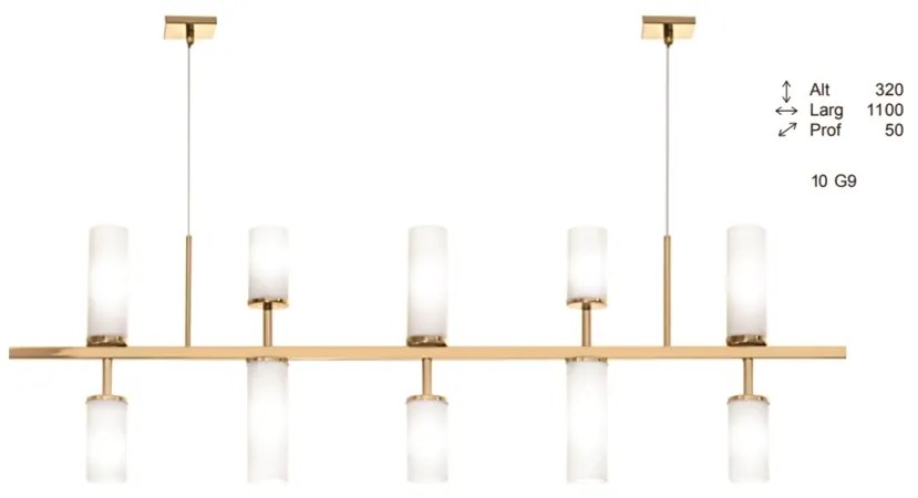 Pendente Fence Vidro Tubo Assimetrico 110X05X32Cm 10Xg9 - Old Artisan... (GRAFITE)