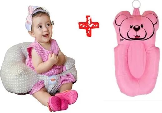 Almofada banho + almofada amamentação Baby Holder rosa senta-bebê