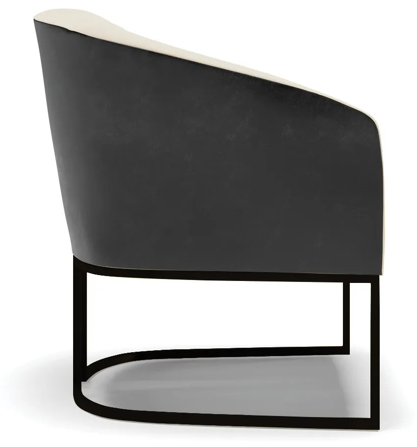 Poltrona Decorativa Industrial Preto Stella Preto/Linho Bege D03 - D'Rossi