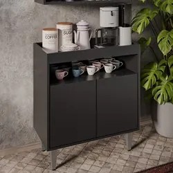 Balcão Aparador Buffet Cantinho do Café 71cm Lice M24 Preto - Mpozenat