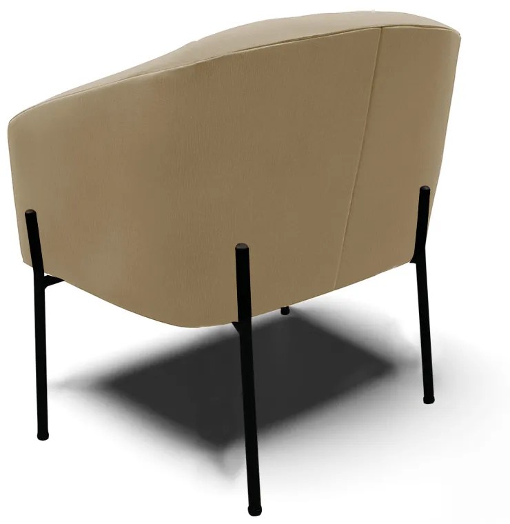 Poltrona Decorativa Pé de Ferro Preto Stella Suede Marrom Rato D03 - D'Rossi