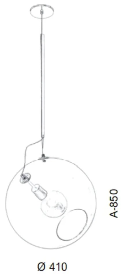 Pendente Globo Inclinado Ø41X85Cm Metal E Globo Ø41Cm 01Xe27 |Old Arti... (LUNA, AMBAR)