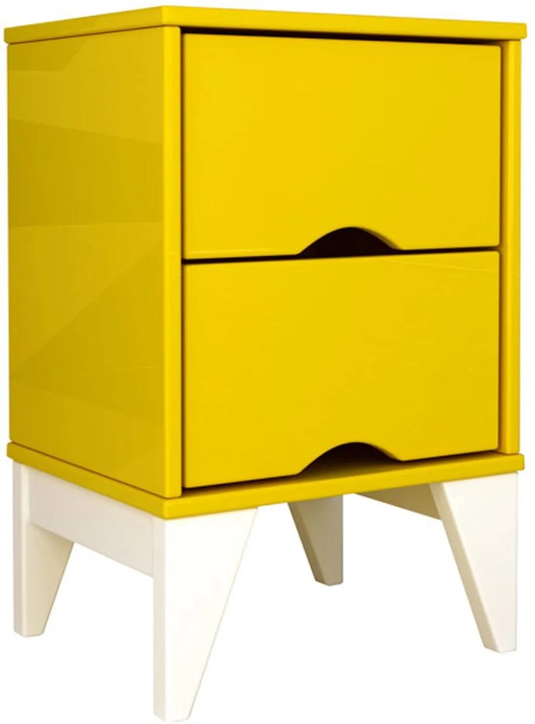 Mesa de Cabeceira 2 Gav. Twister Amarelo Tcil Móveis