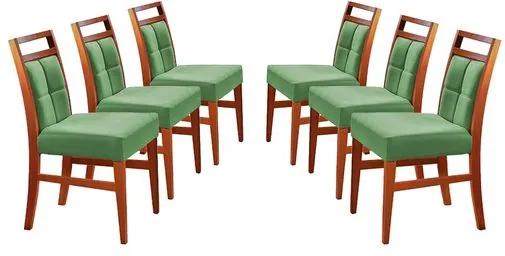 Kit 6 Cadeiras de Jantar Estofada Verde em Veludo Resim