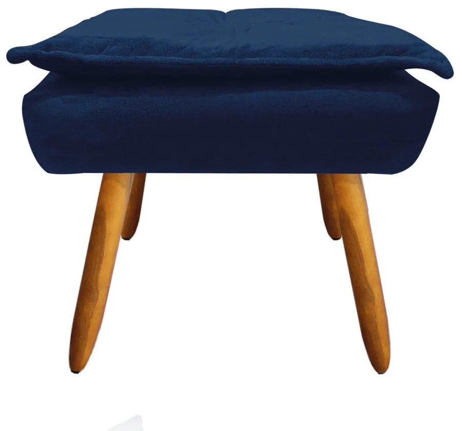 Puff Banqueta Decorativo Pé Palito Opala Suede Azul Marinho D03 - D'Rossi