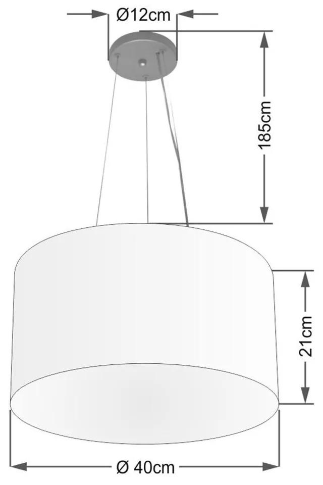 Lustre Pendente Cilíndrico Md-4037 Cúpula em Tecido 40x21cm Branco - Bivolt