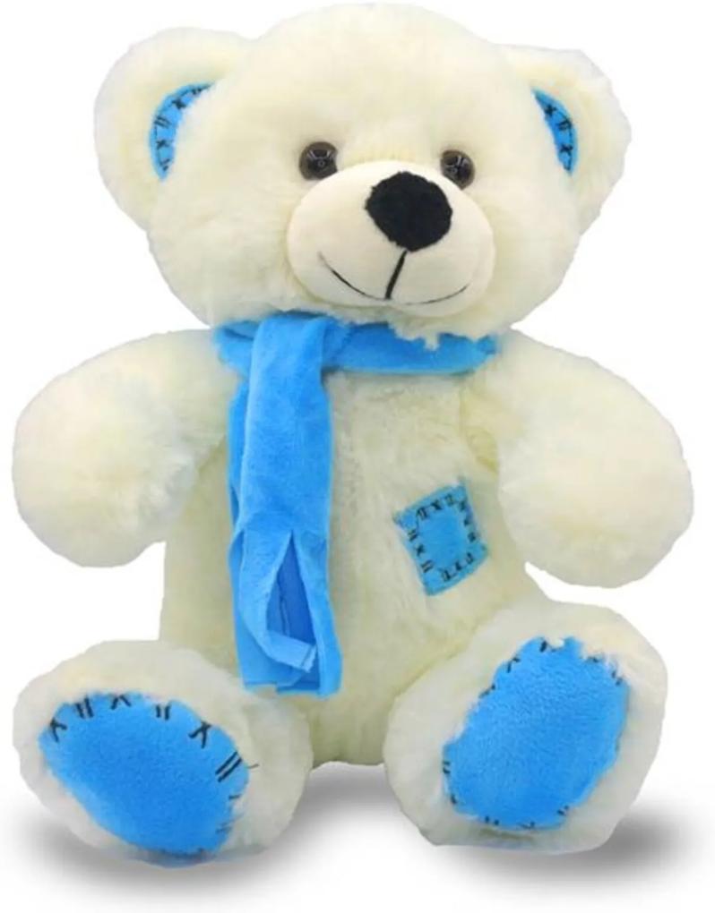 Urso de Pelúcia com Cachecol 25cm - Azul - Unik Toys
