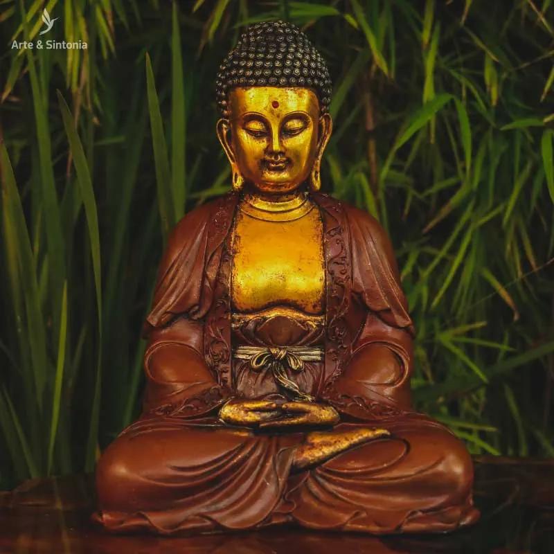 Escultura Buda Sentado Gold 29cm