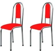 Kit 2 Cadeiras Anatômicas 0.122 Estofada Cromado/Vermelho - Marcheli
