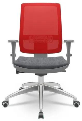 Cadeira Brizza Diretor Grafite Tela Vermelha com Assento Concept Granito Base Autocompensador Aluminio - 65778 Sun House