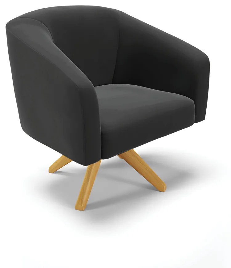 Poltrona Decorativa Giratória MA30 Stella Veludo D03 - D'Rossi - Preto