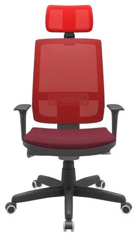 Cadeira Office Brizza Tela Vermelha Com Encosto Assento Poliester Vinho Autocompensador Base Standard 126cm - 63369 Sun House