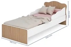 Mini Cama Infantil Doce Sonho com Colchão D20 Carvalho/Branco - Qmovi