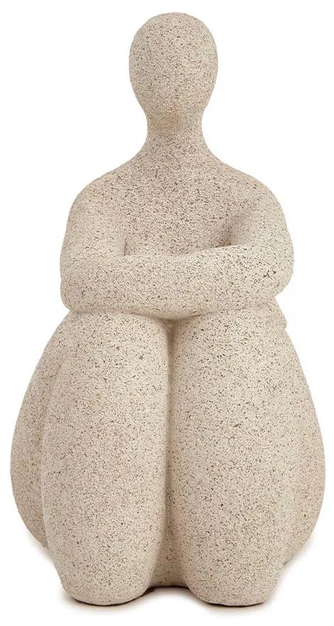 Escultura Mulher Sentada em Poliresina Off White - 19cm