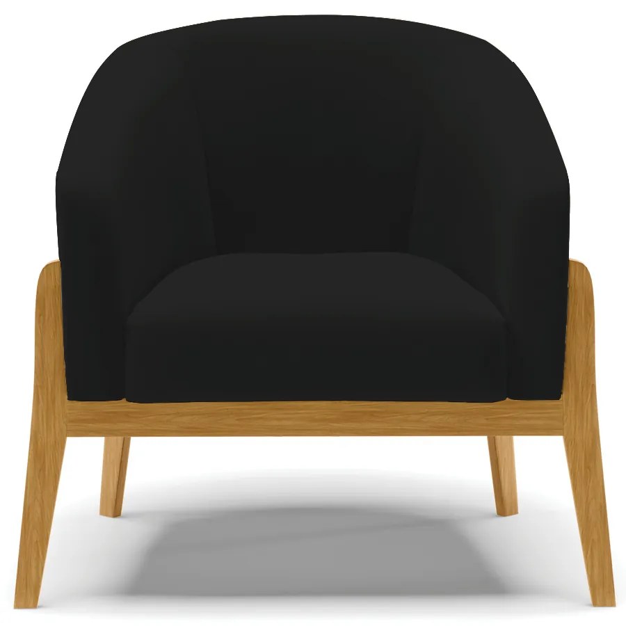 Poltrona Decorativa Base de Madeira Stella Linho D03 - D'Rossi - A79 Preto