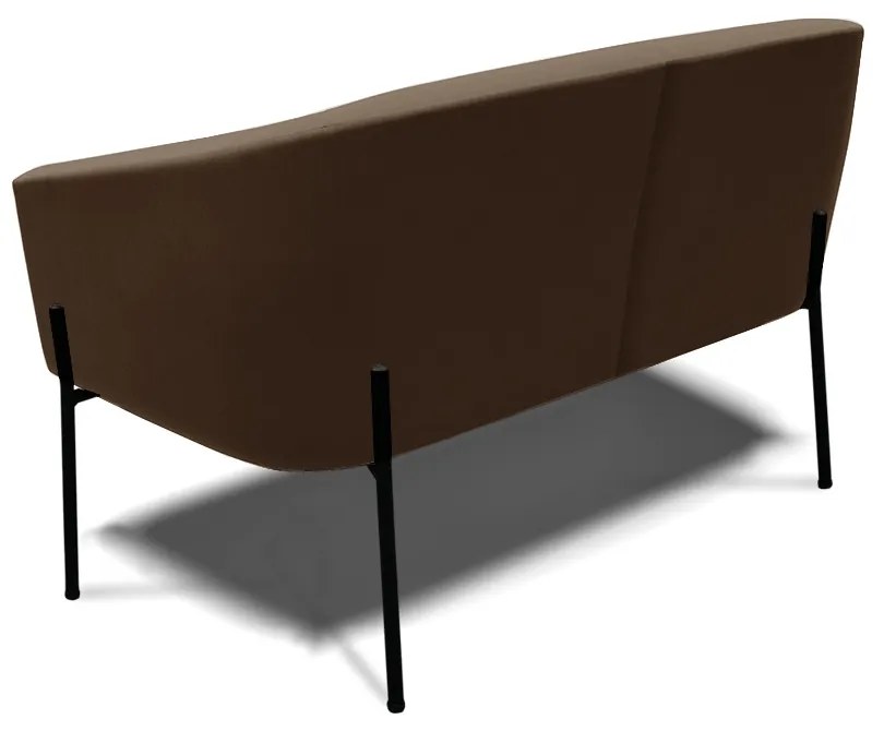 Namoradeira e 2 Poltronas Pé de Ferro Preto Stella Suede Marrom D03 - D'Rossi