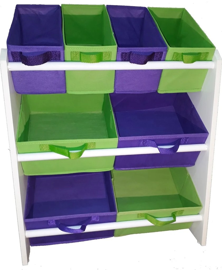 Organizador infantil Porta Brinquedos Médio Violeta e Verde Limão - Montessoriano - Organibox