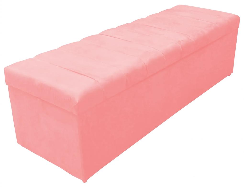 Calçadeira Baú Ester Recamier Sapateira 1,60 cm Suede Rosê