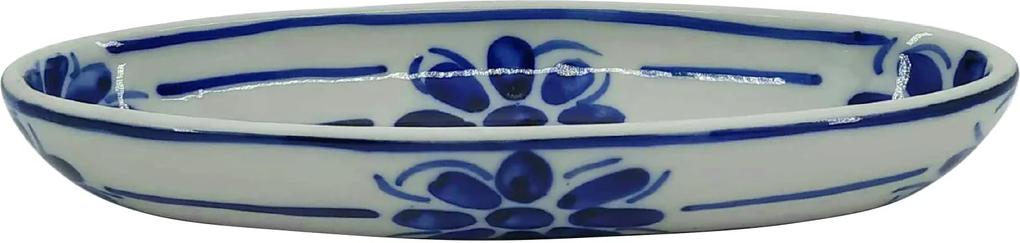 Travessa em Porcelana Azul Floral 23x10 cm