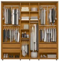 Guarda Roupa Casal 230cm Com Espelho Verbena Off/Cinamomo Z10 - Mpozen