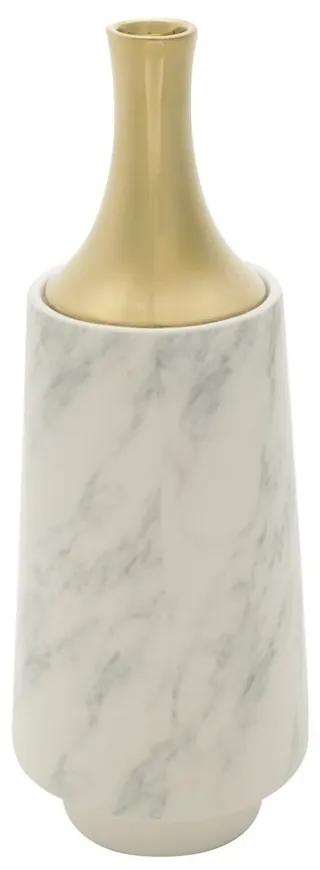 Vaso Porcelana Marble Branco Dourado 13x33cm 60599 Royal