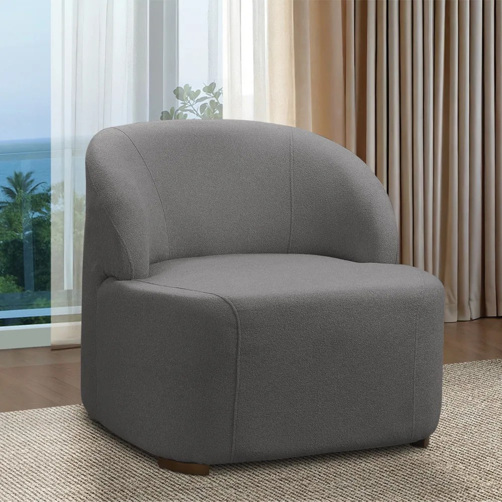 Poltrona Decorativa Orgânica para Sala Diully Bouclê E03 - D'Rossi - Cinza escuro