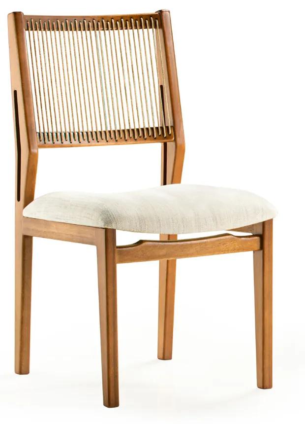 Cadeira Otis Estofada Encosto Corda Náutica Madeira Eucalipto Design Artesanal
