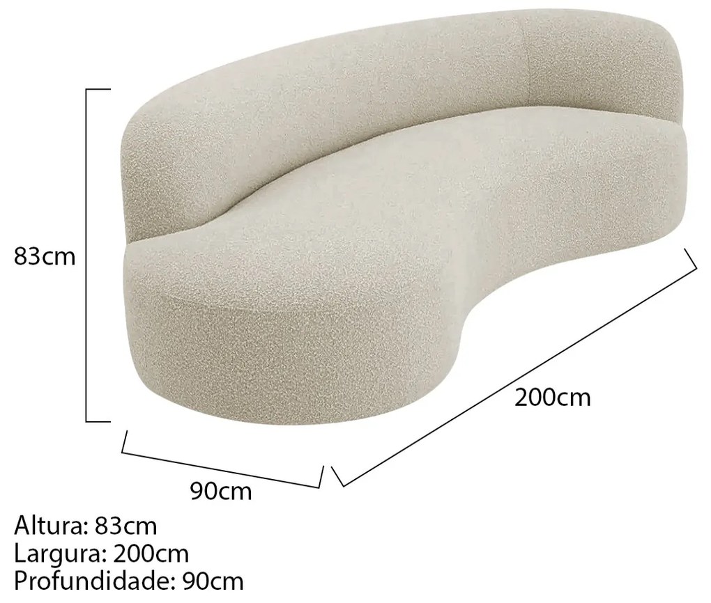 Divã Recamier Orgânico Tokyo 200cm Lado Esquerdo Bouclé - ADJ Decor