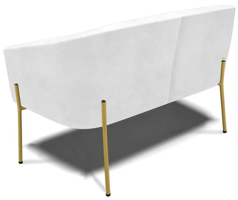 Sofá Namoradeira e Poltrona Pé de Ferro Dourado Stella Sintético PU D03 - D'Rossi - Branco