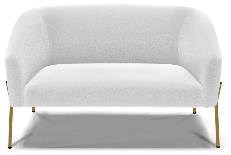 Sofá 2 Lugares Namoradeira Pé de Ferro Dourado Stella Bouclê D03 - D'Rossi - Off White