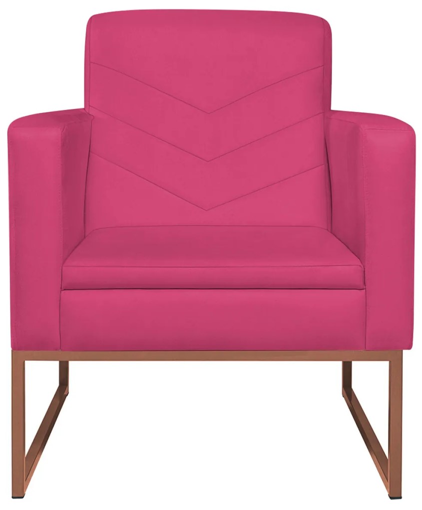 Poltrona Bella Base de Ferro Bronze Suede Pink - ADJ Decor