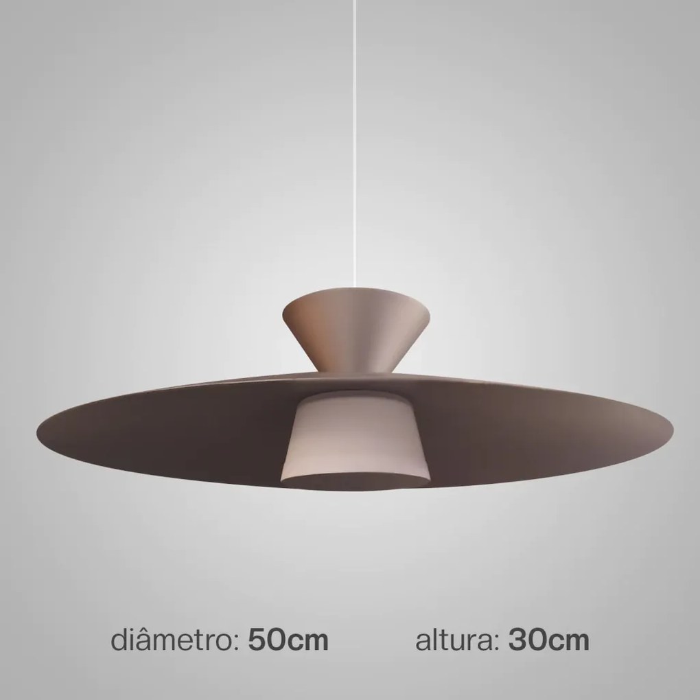 Pendente Rebatedor Ø50X30Cm Disco Curvo Alumínio 01Xled 9W 2700K - Old... (COBRE FOSCO, 220v)