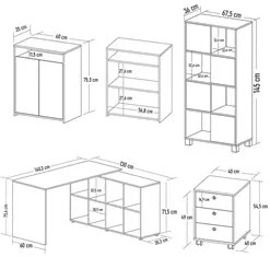 Conjunto Escritório Home Office 4 Peças Nil A06 Ipê/Preto - Mpozenato