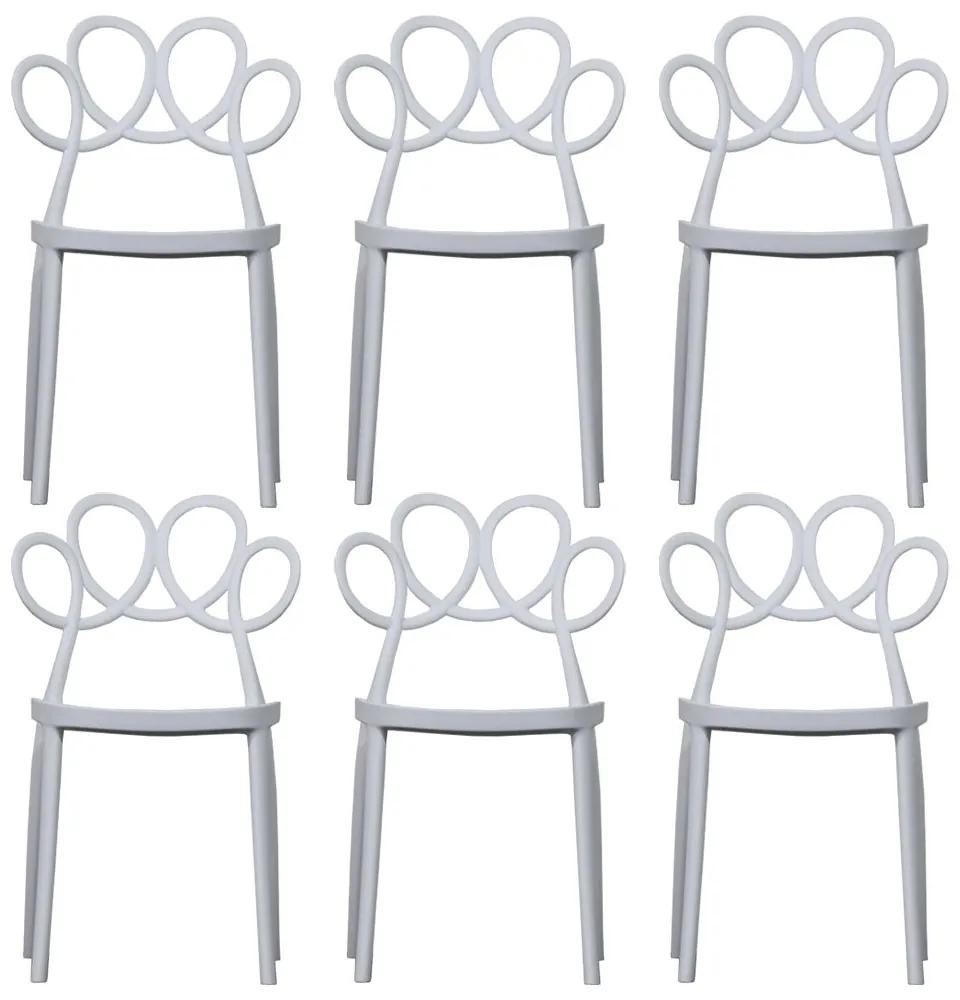 Kit 06 Cadeiras Decorativas para Cozinha Laço Branco - Gran Belo
