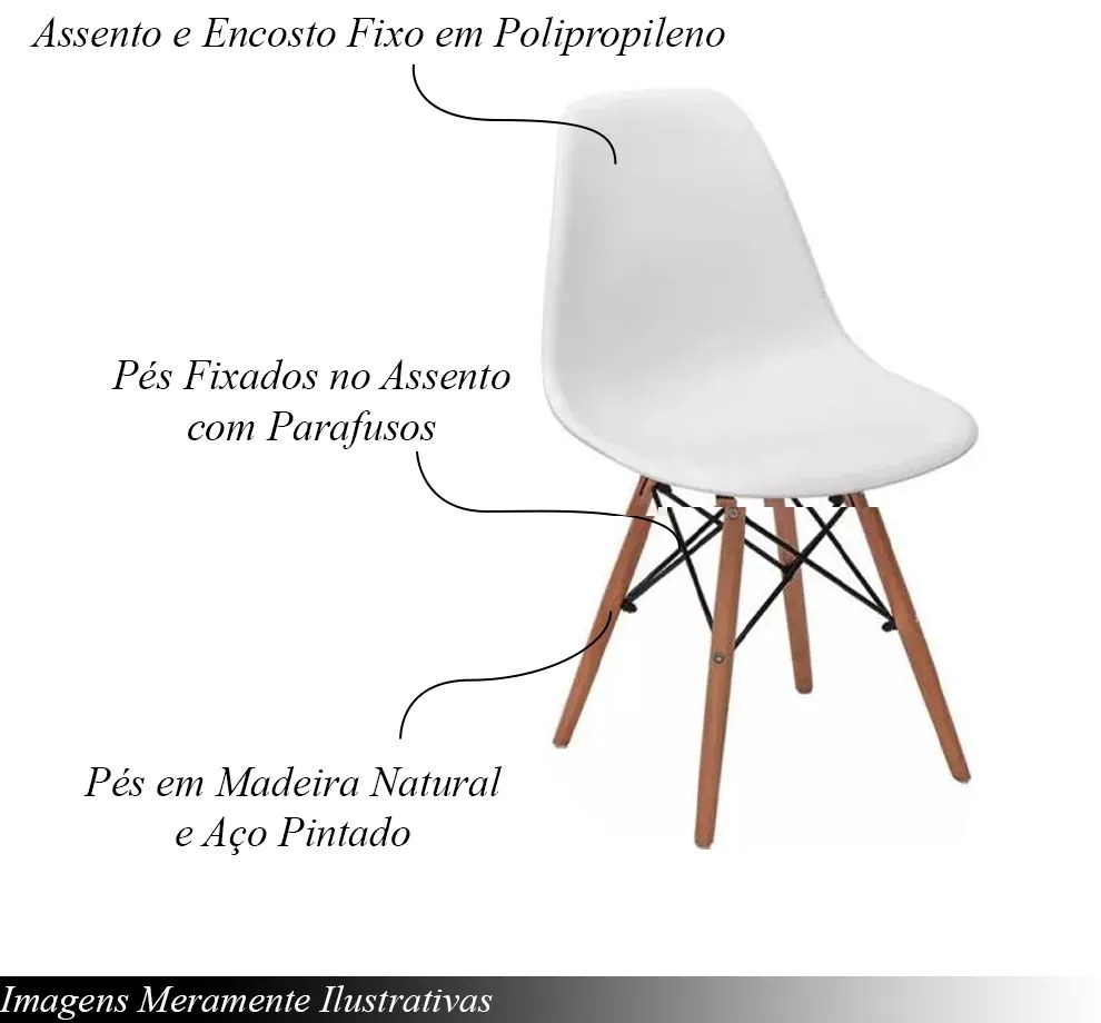 Cadeira Eiffel Charles Eames de Plástico Reciclável Branca com Base de Madeira DSW L15 - Gran Belo