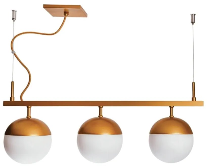Pendente Gude C/ 3 Globos 50Cm 3L G9 / Metal E Globo Ø12Cm | Usina 165... (BT - Branco Texturizado, FOSCO)