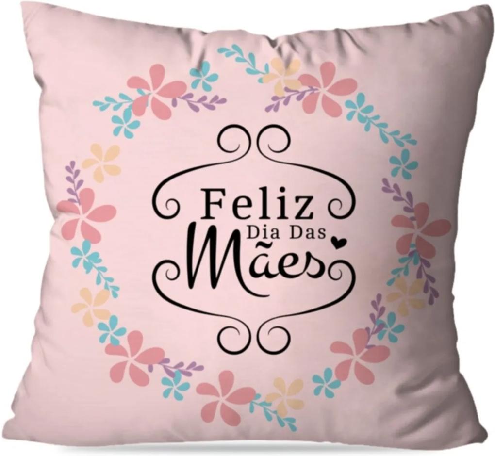 Almofada Love Decor Avulsa Decorativa Feliz dia Das Mães Floral Rosa