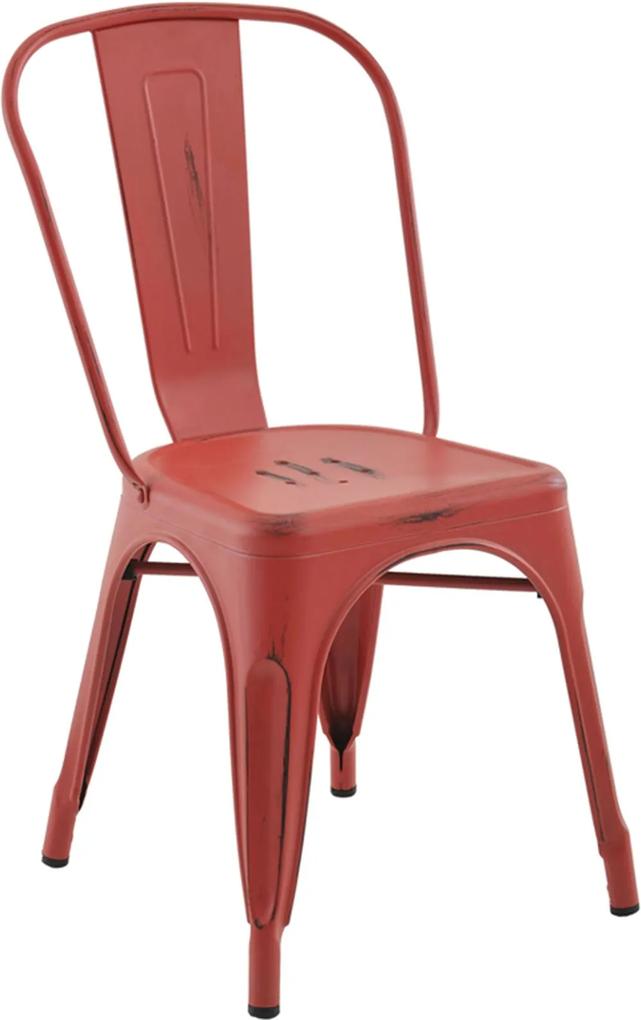 Cadeira Iron Sem Braço Vintage Vermelho Rivatti Móveis