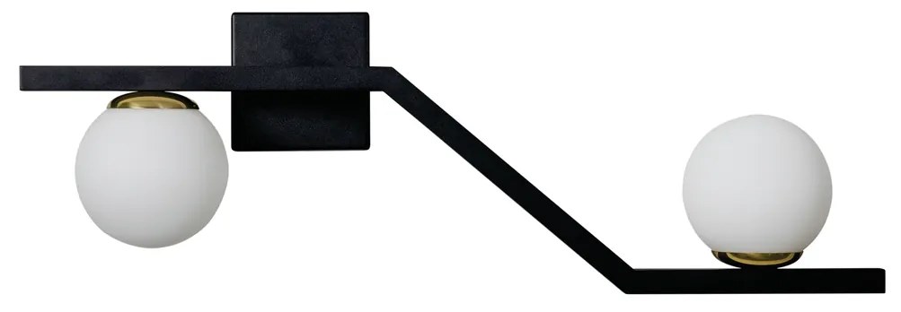 Arandela Zig 57X22X15Cm 2Xg9 / Globo Ø12Cm | Usina 16833/2 (AZO-F / CB-V - Azul Oceano Fosco / Cobre Brilho Escovado, AMBAR)