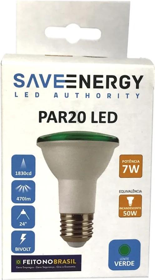 Lâmpada de Led PAR20 E27 7W Verde - Save Energy - Bivolt