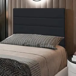 Cabeceira Cama Box Solteiro 90cm Rubi W01 Suede Preto - Mpozenato