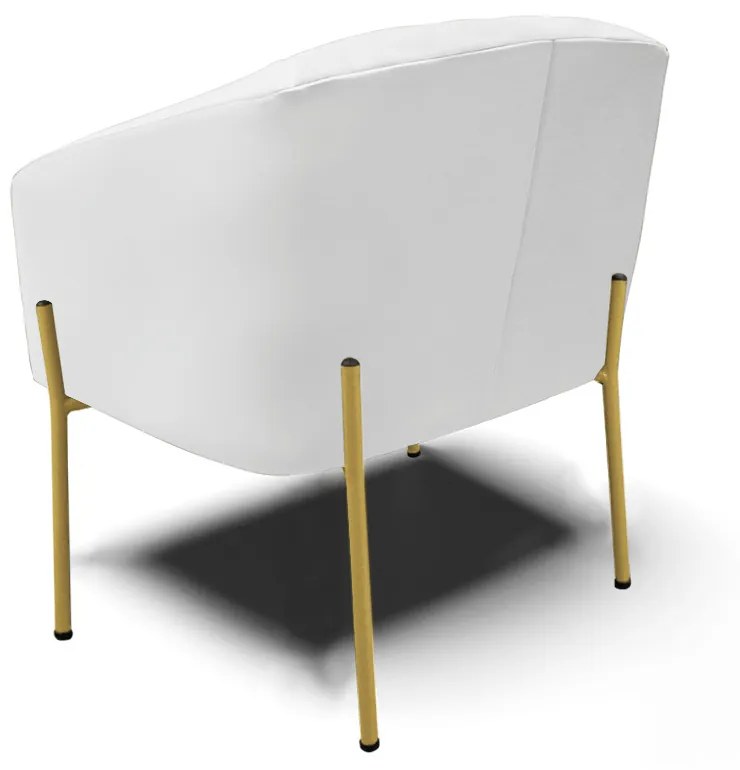 Poltrona Decorativa Pé de Ferro Dourado Kit 2 Stella Sintético Branco D03 - D'Rossi