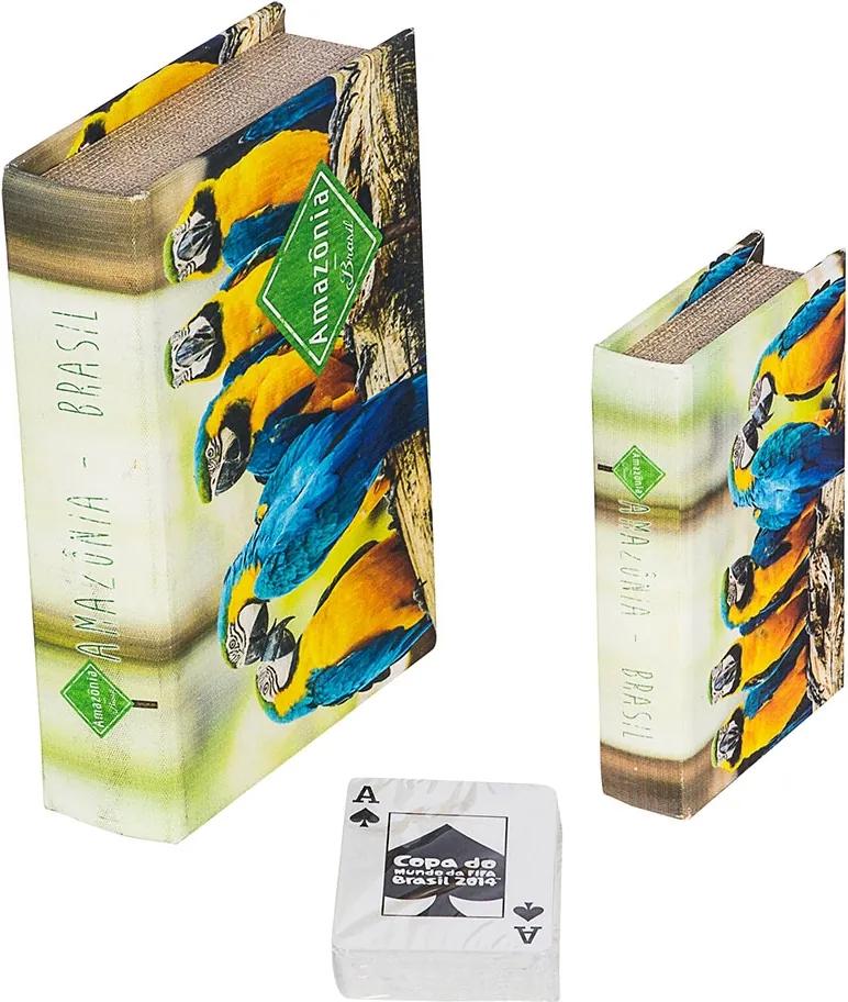 Book Box Conjunto 2 Peças Cartas Araras Amazônia Fullway - 20x14 cm