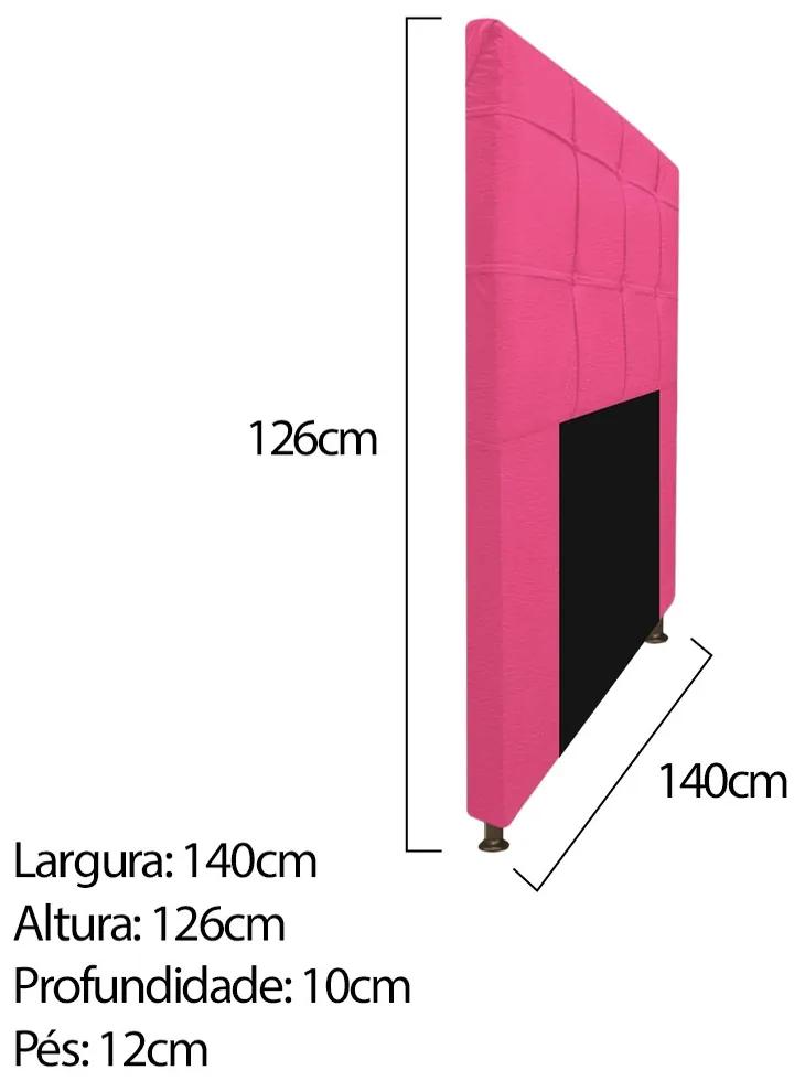 Kit Cabeceira e Calçadeira Baú Estofada Mel 140 cm Casal Com Capitonê Corano Pink - ADJ Decor