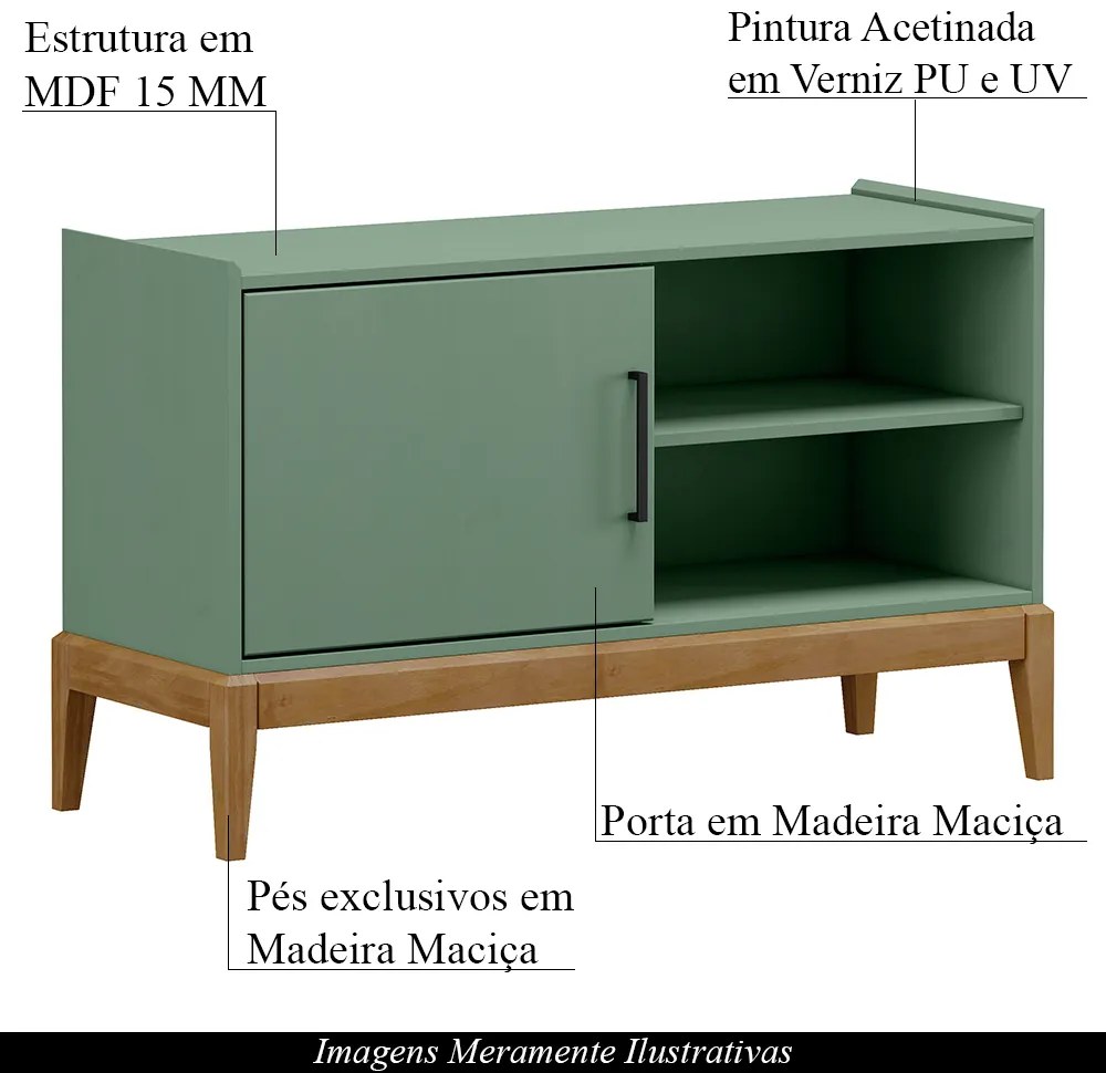 Rack Decorativo Armie 01 Porta Madeira G74 Verde/Freijó - Gran Belo