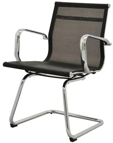 Cadeira Sevilha Eames Fixa Cromada Tela Preta - 38065 Sun House