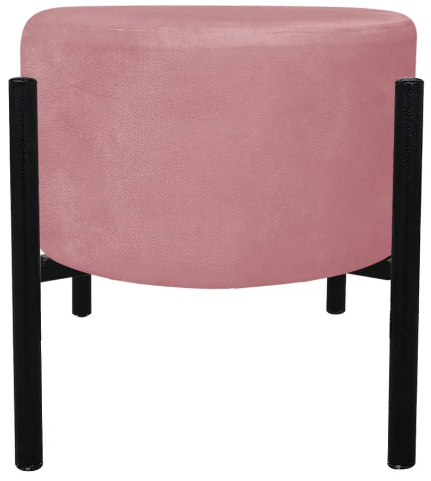 Puff Banqueta Decorativo Industrial Preto Kit 2 Iron Suede D03 - D'Rossi - Rose