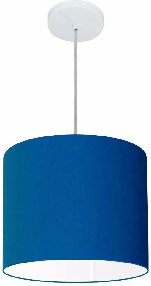 Lustre Pendente Cilíndrico Md-4113 Cúpula em Tecido 30x25cm Azul Marinho - Bivolt