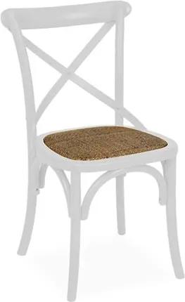 Cadeira Decorativa, Branco com assento em Rattan, Cross